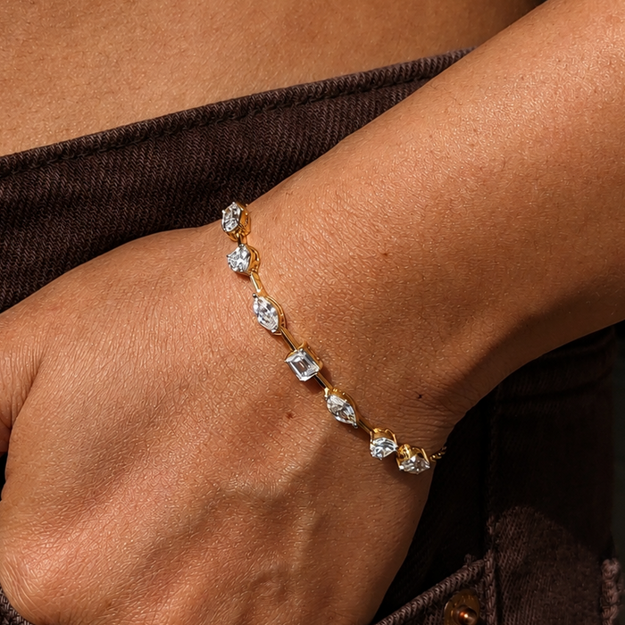 Multi-shape half-way diamond tennis bracelet (3.5ct)