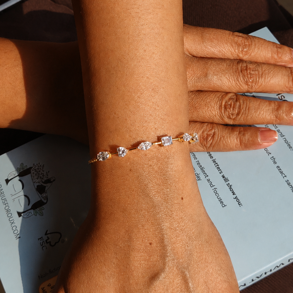 Multi-shape half-way diamond tennis bracelet (3.5ct)