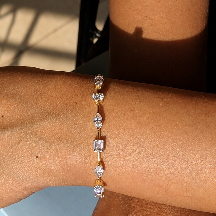 Multi-shape half-way diamond tennis bracelet (3.5ct)
