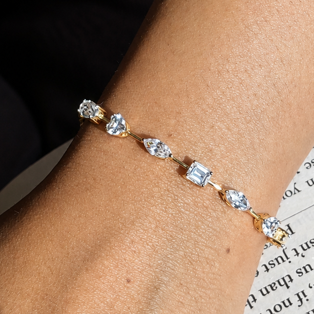 Multi-shape half-way diamond tennis bracelet (3.5ct)