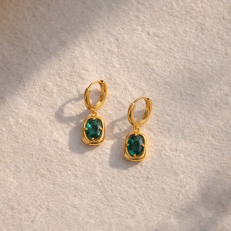 Petite Emerald Nebula Danglers