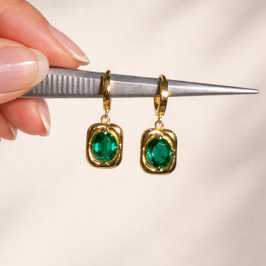 Petite Emerald Nebula Danglers