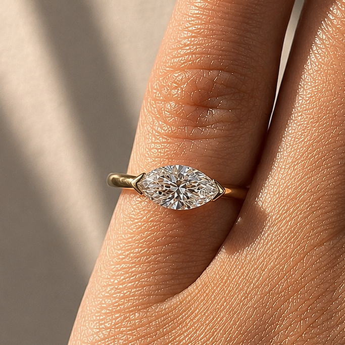 Oblique Marquise Pinky Ring