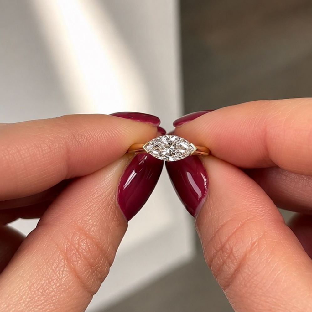 Oblique Marquise Pinky Ring
