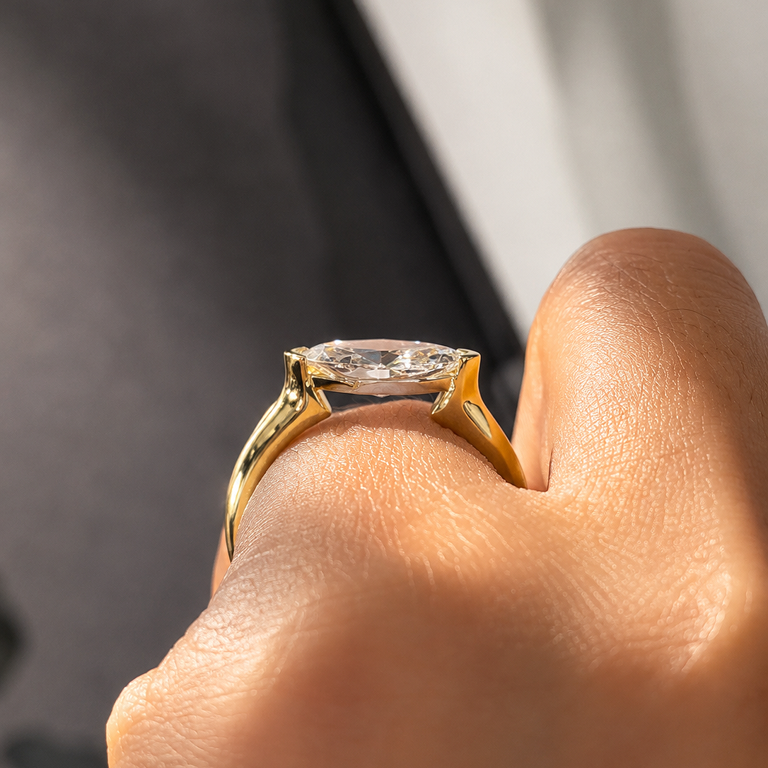 Oblique Marquise Pinky Ring