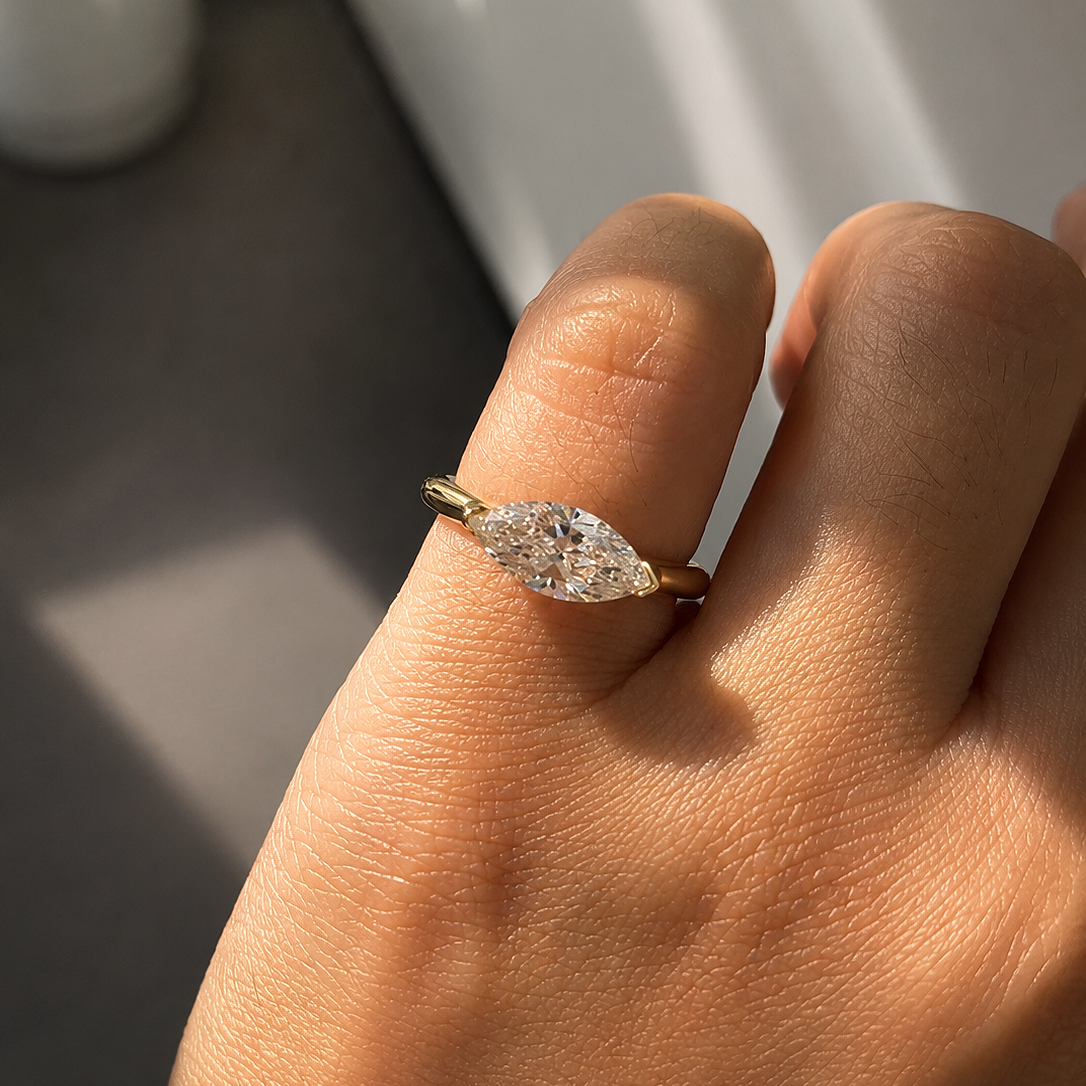 Oblique Marquise Pinky Ring