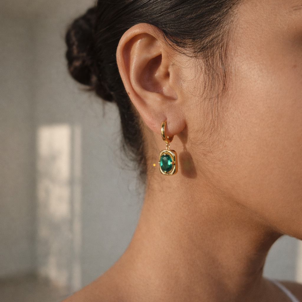 Petite Emerald Nebula Danglers