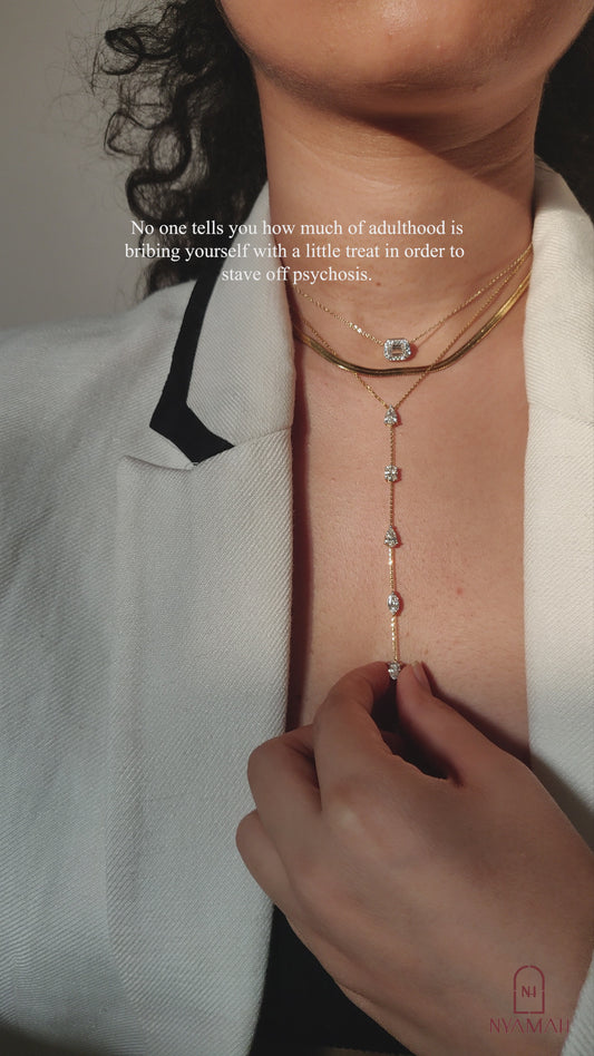 Six stone diamond lariat necklace