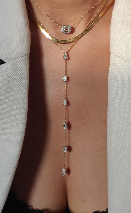 Six stone diamond lariat necklace