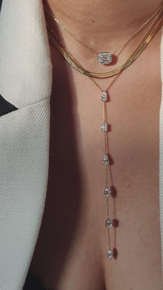 Six stone diamond lariat necklace