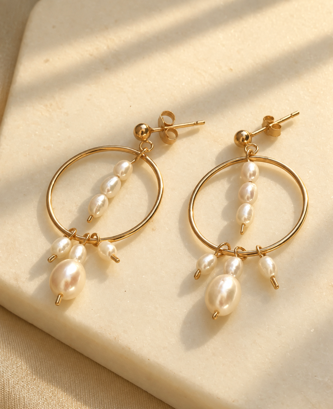 Drop Pearl Hoops
