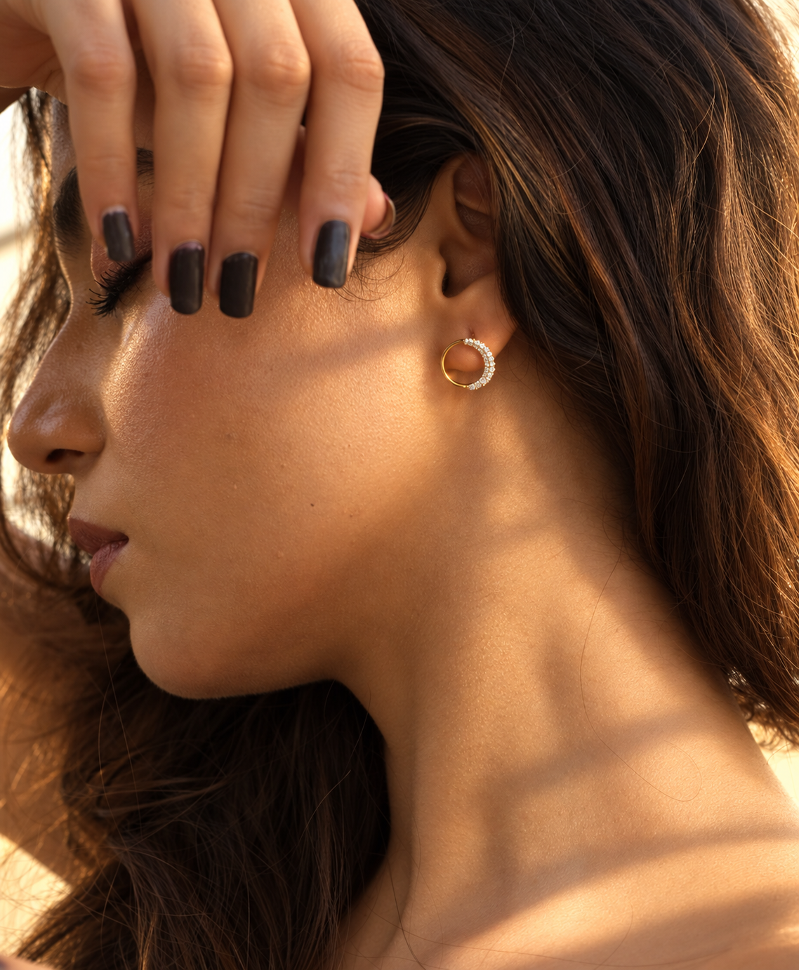 Diamond Crescent Moon Earrings