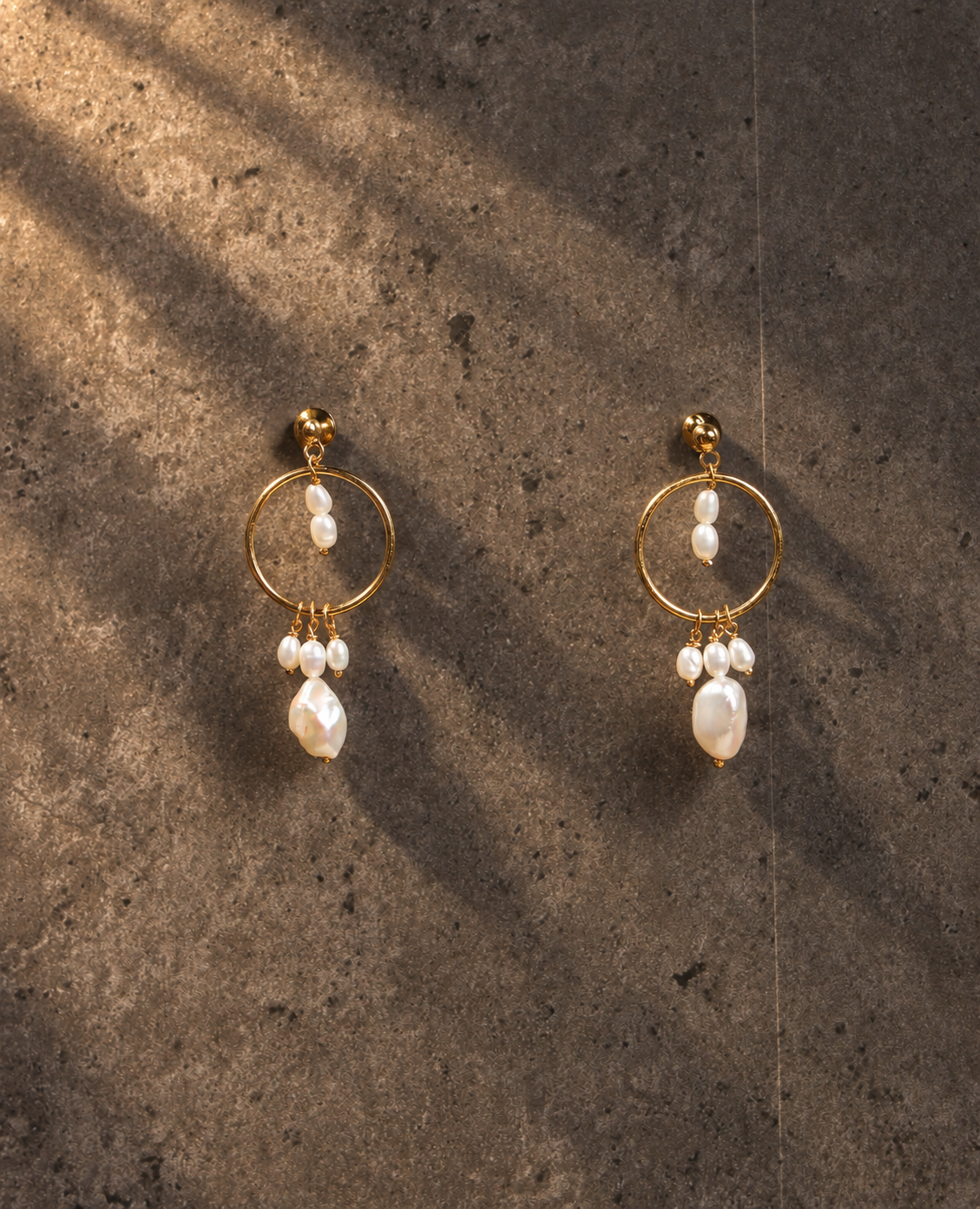 Drop Pearl Hoops