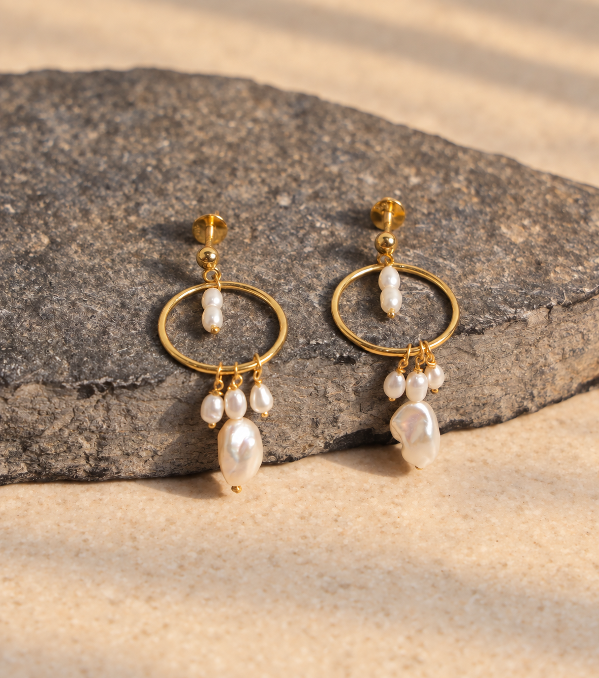Drop Pearl Hoops