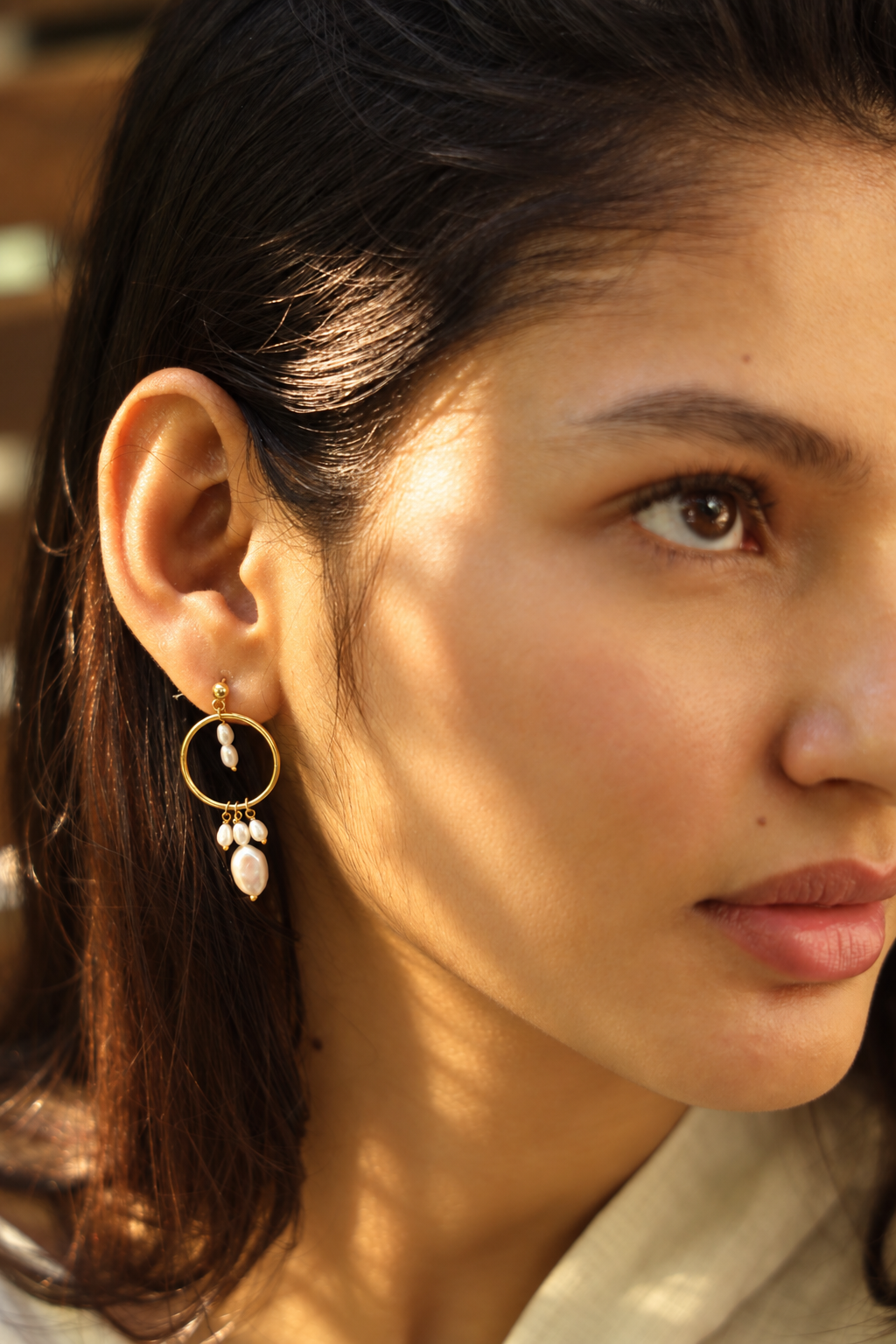 Drop Pearl Hoops