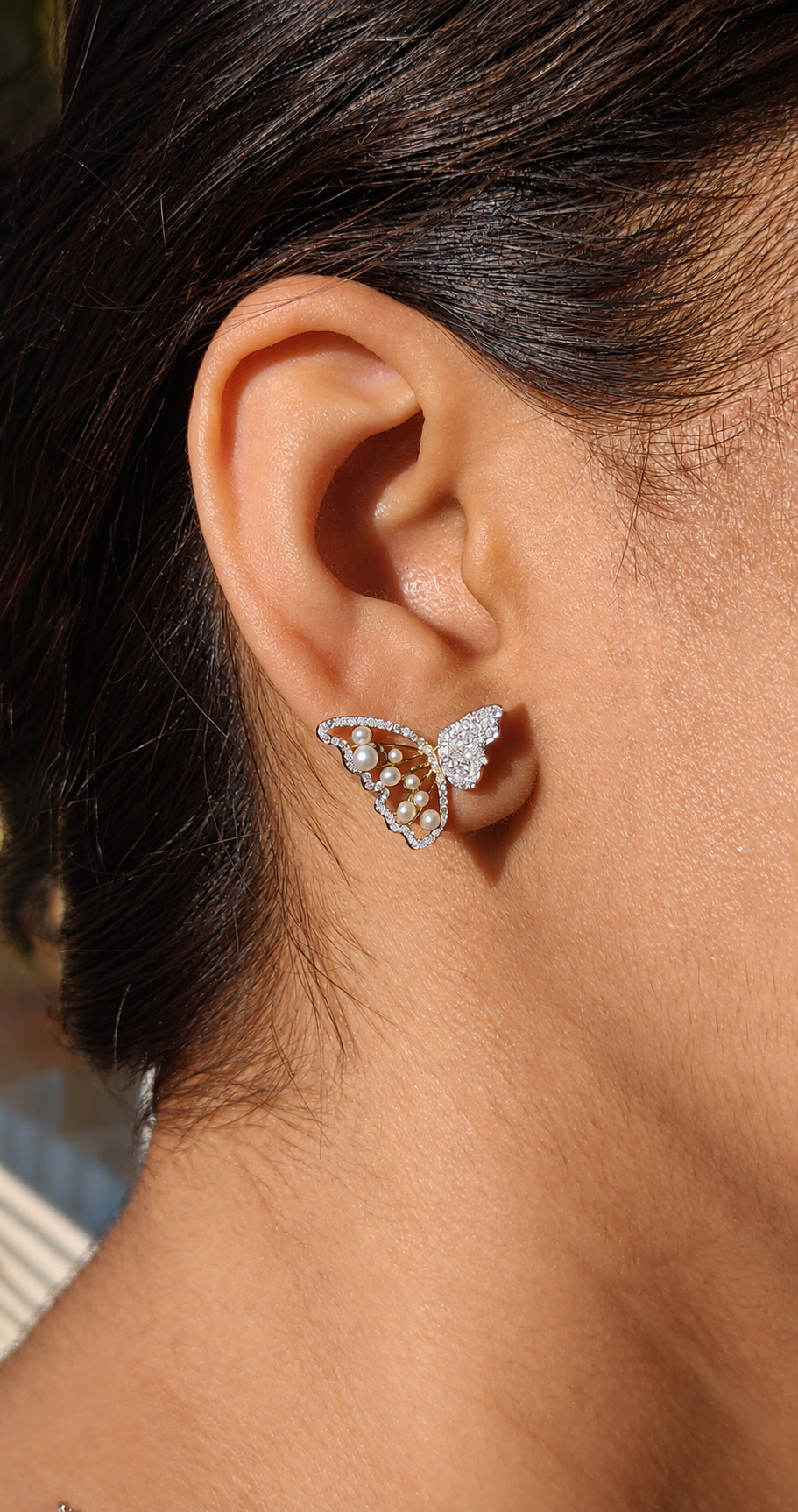 Three Way Diamond Butterfly Earrings