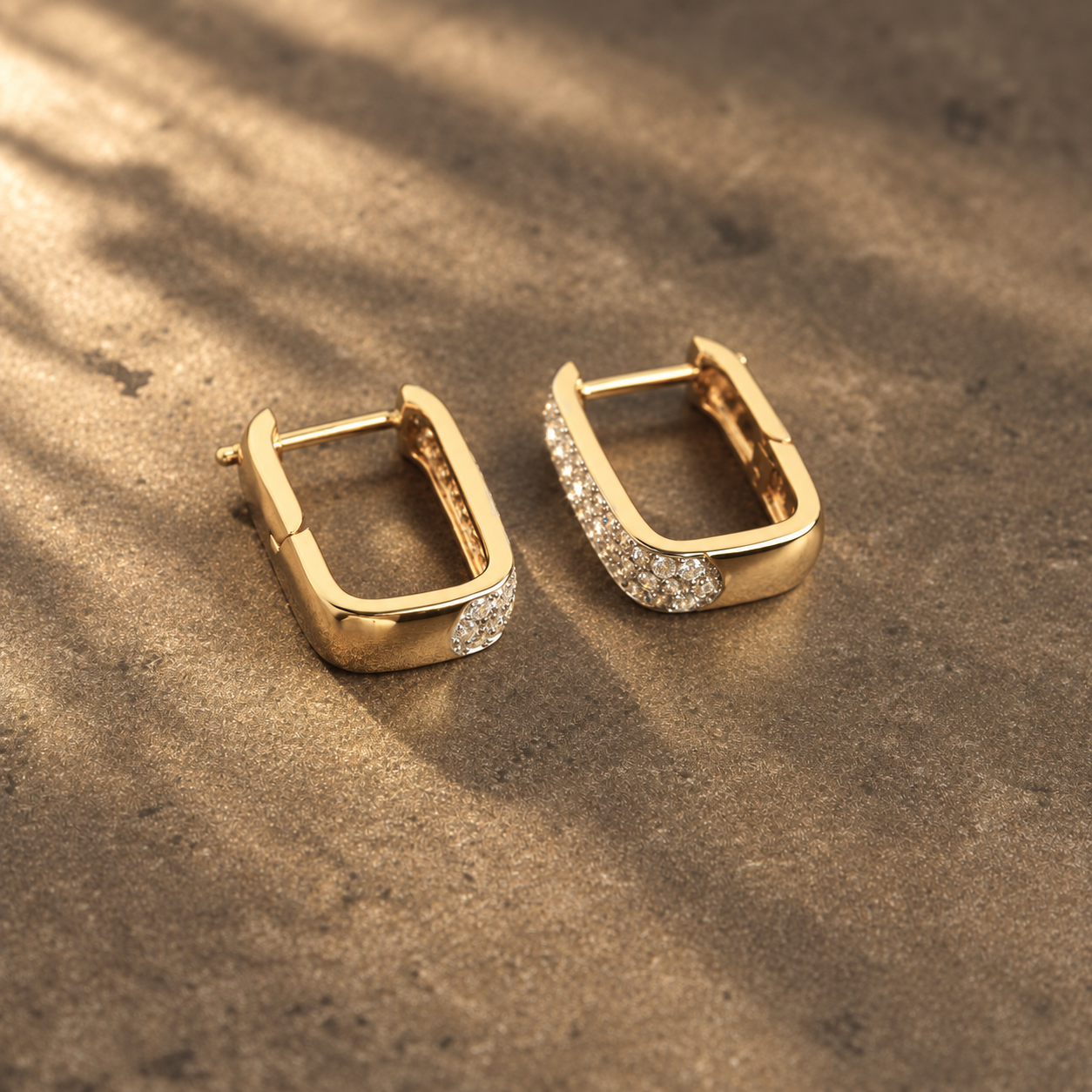 Paperclip Diamond Huggie Hoops
