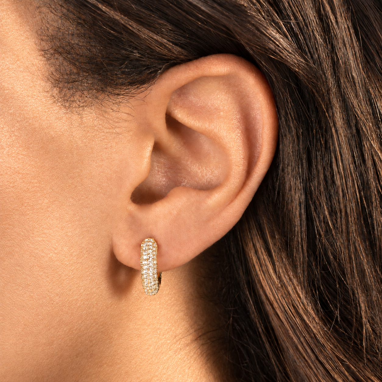 Chunky Diamond Huggie Hoops (Small)