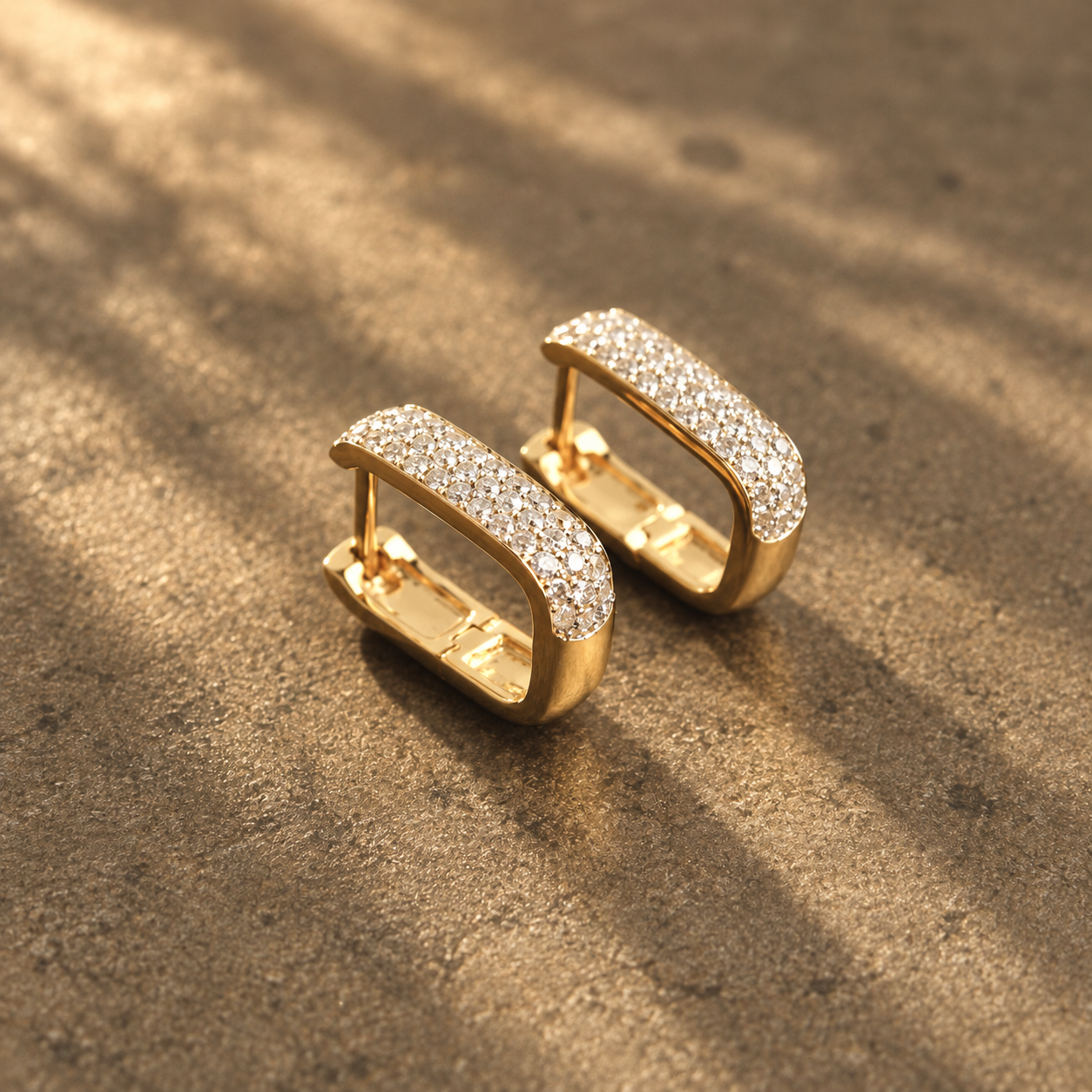 Paperclip Diamond Huggie Hoops