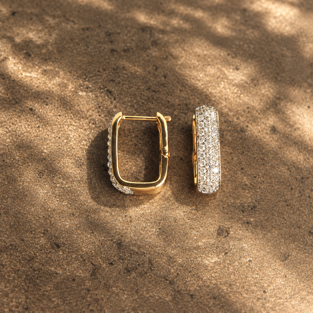 Paperclip Diamond Huggie Hoops