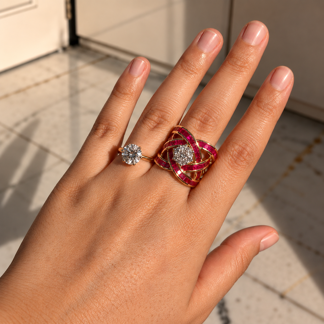 Chubby Ruby Cross-Over Ring