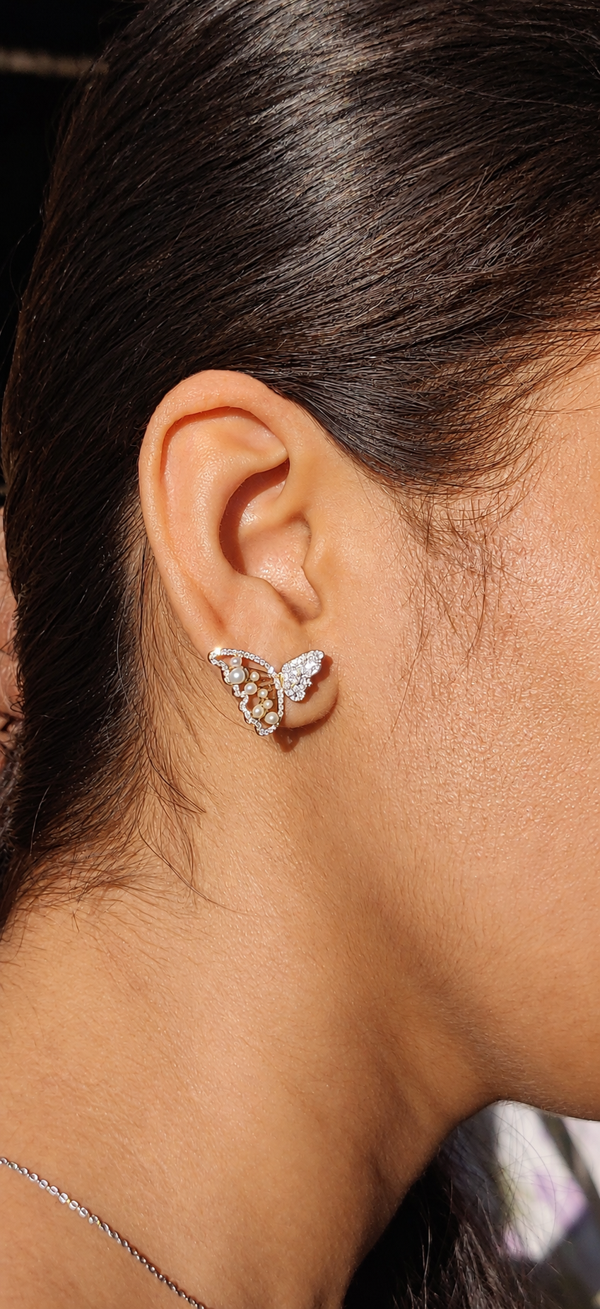Three Way Diamond Butterfly Earrings
