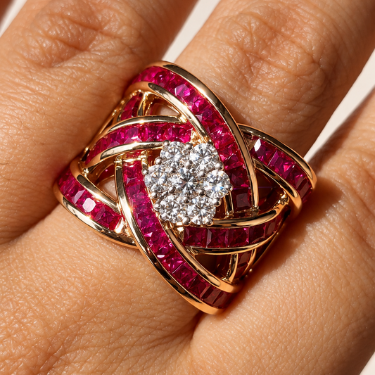 Chubby Ruby Cross-Over Ring