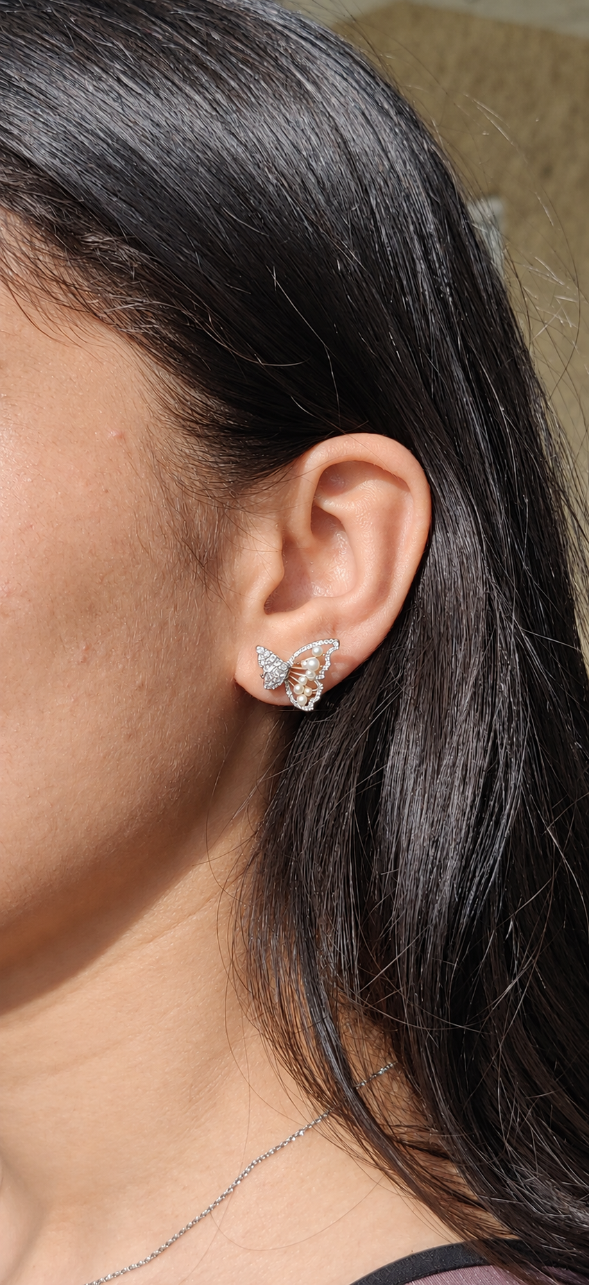 Three Way Diamond Butterfly Earrings