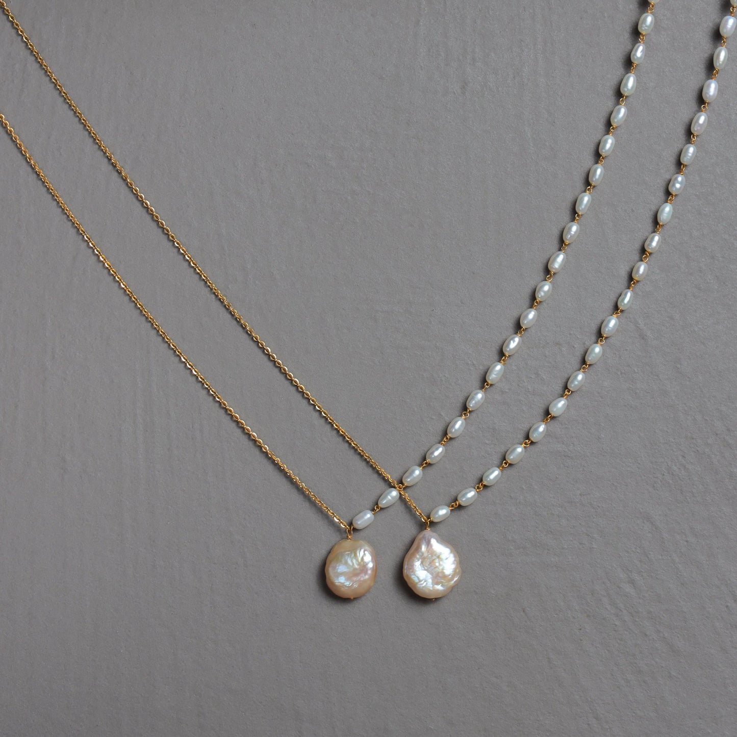 Asymmetrical Chain and Baroque Pearl Necklace