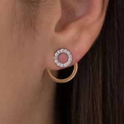 Open Circle  Jacket Diamond Earrings