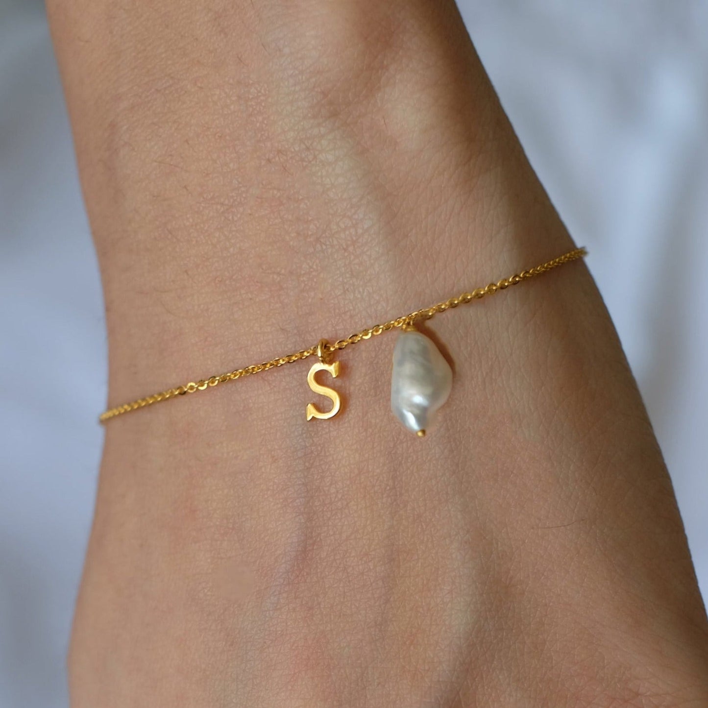 Baroque Pearl with Initial Bracelet