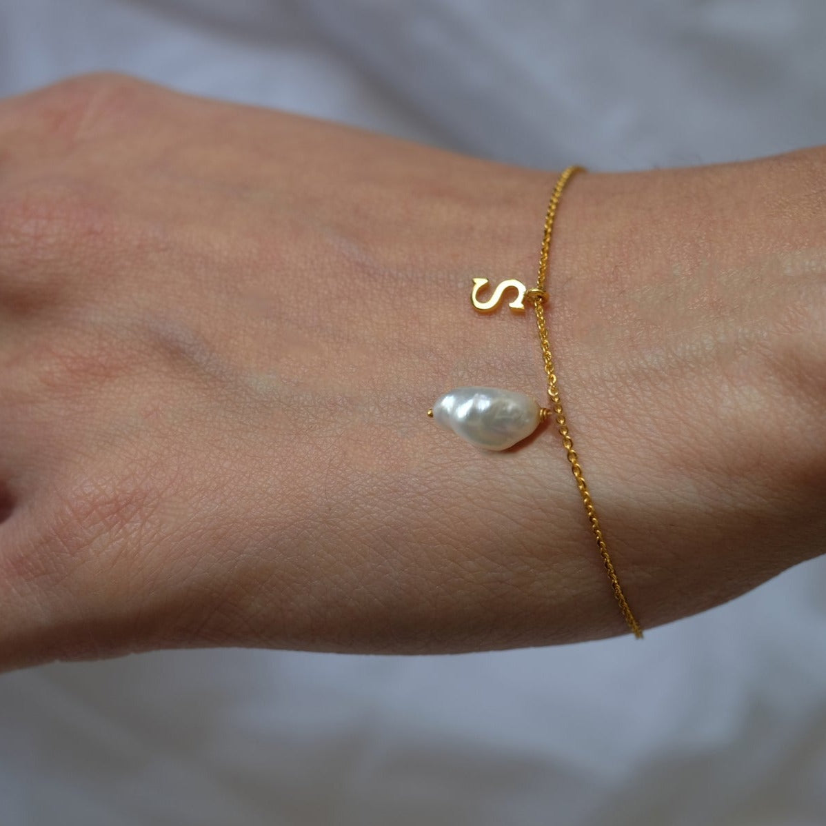 Baroque Pearl with Initial Bracelet