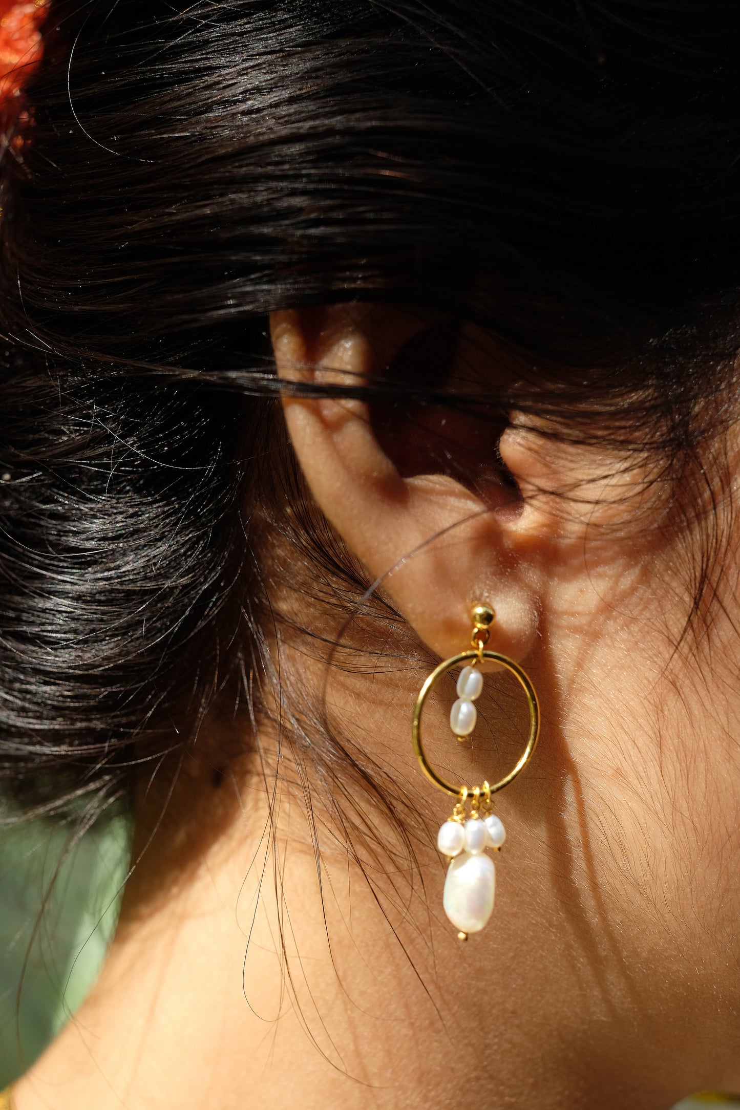 Drop Pearl Hoops