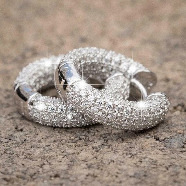 Chunky Diamond Huggie Hoops (Small)