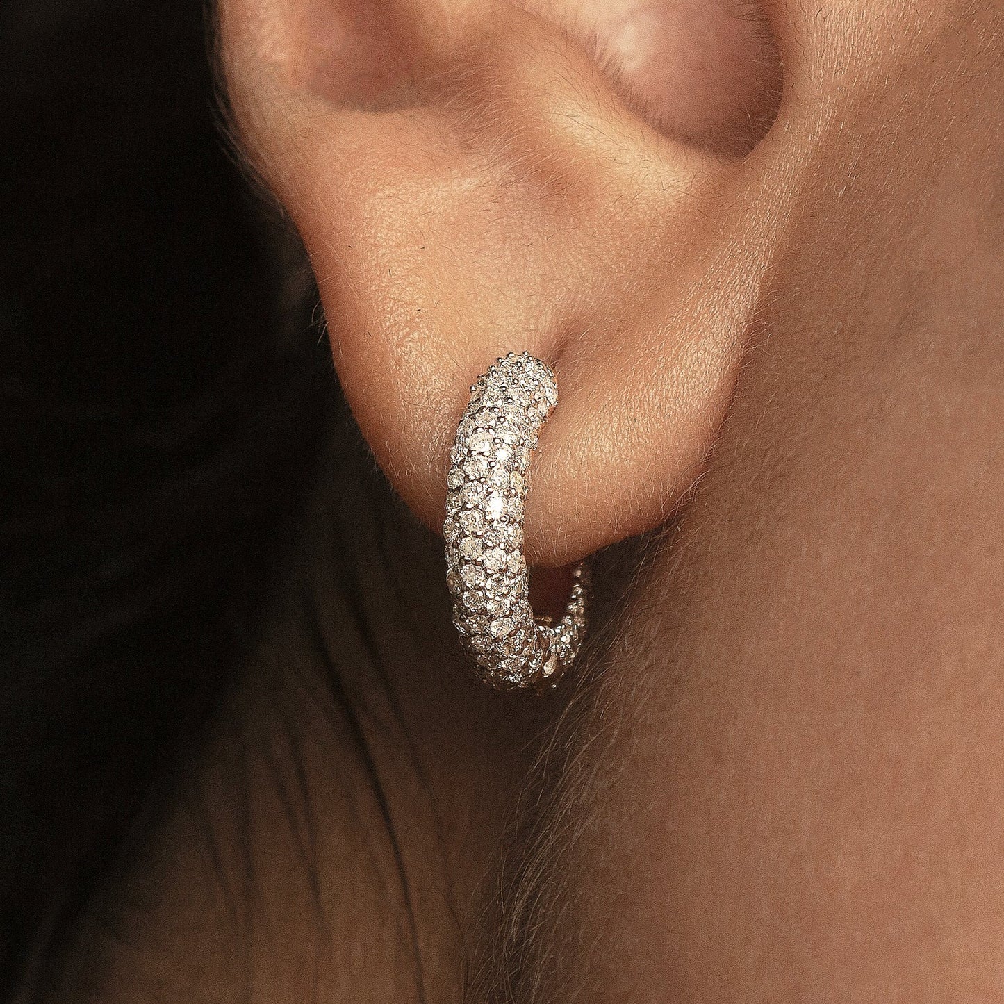 Chunky Diamond Huggie Hoops (Small)