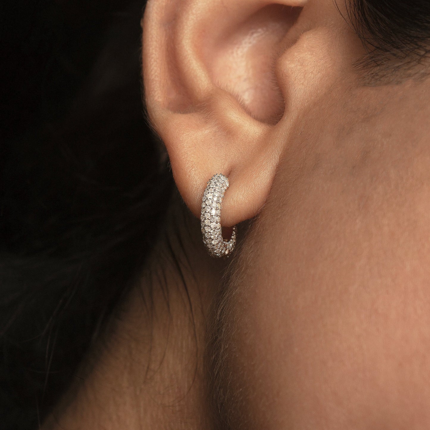 Chunky Diamond Huggie Hoops (Small)