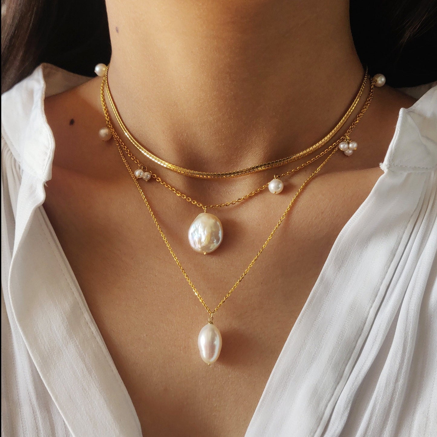 Pellet Pearl Necklace