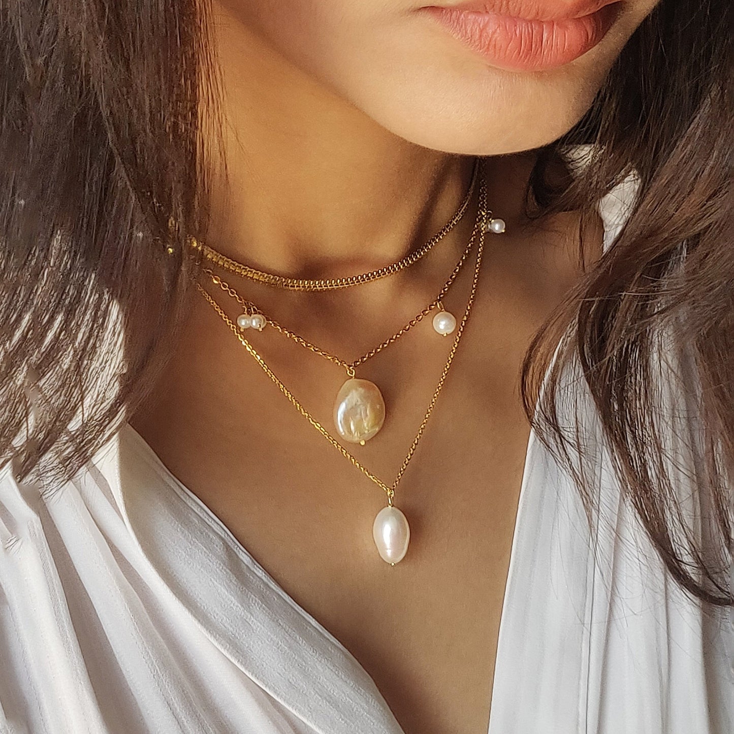 Pellet Pearl Necklace