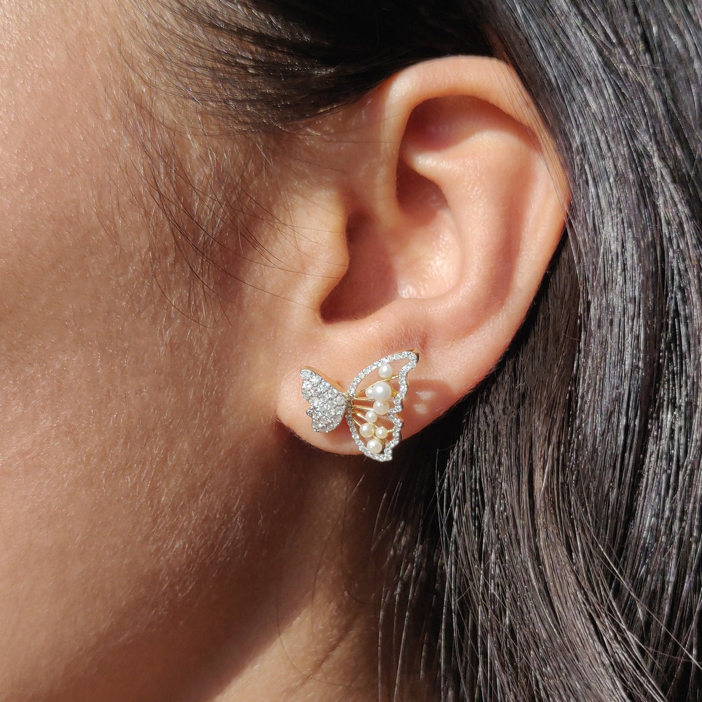 Three Way Diamond Butterfly Earrings