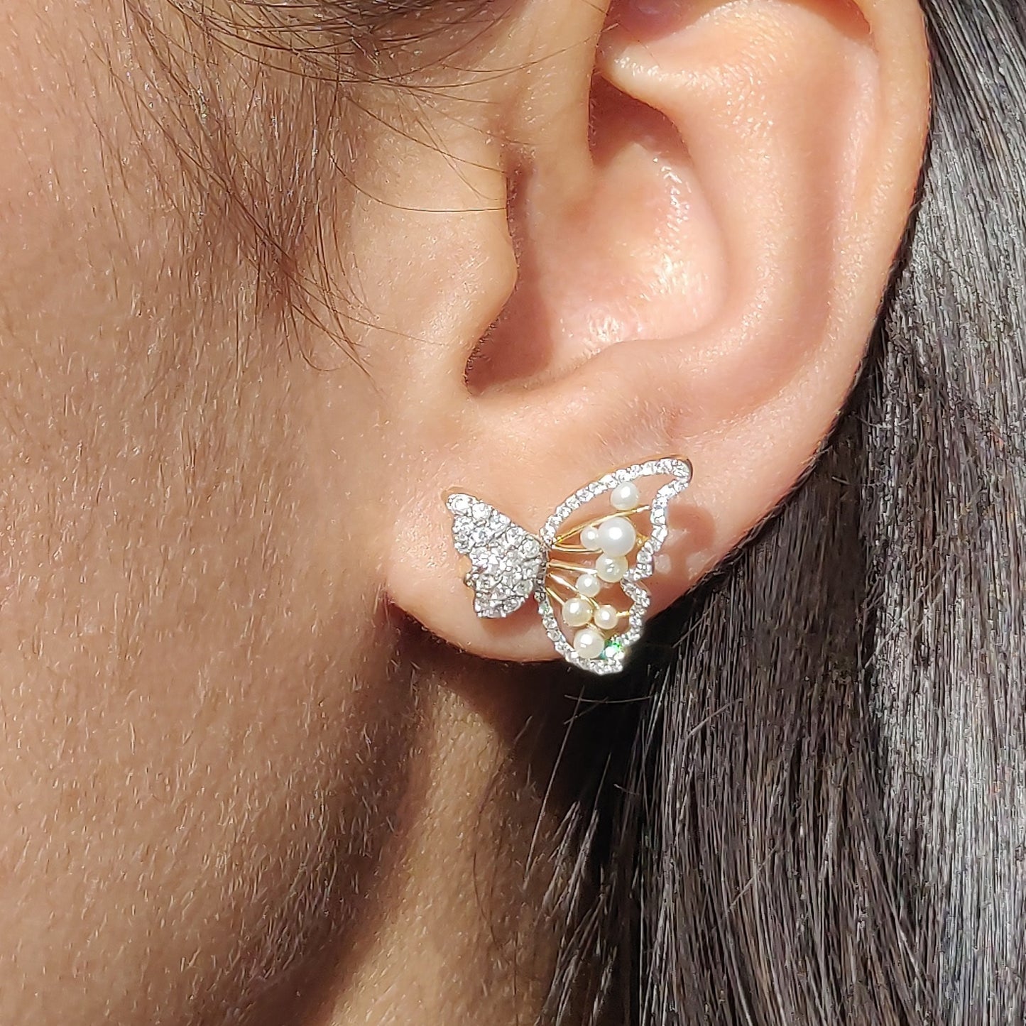 Three Way Diamond Butterfly Earrings