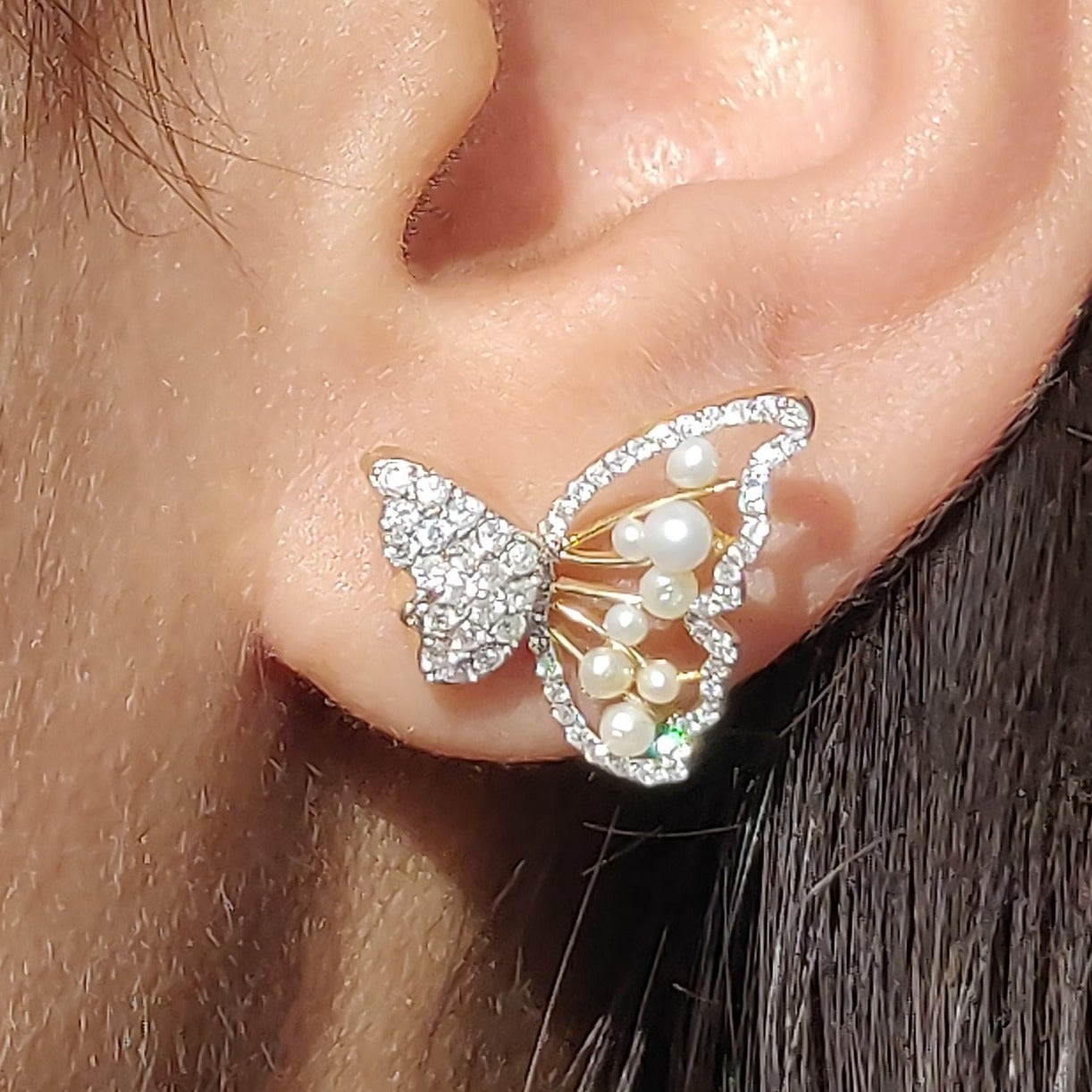 Three Way Diamond Butterfly Earrings