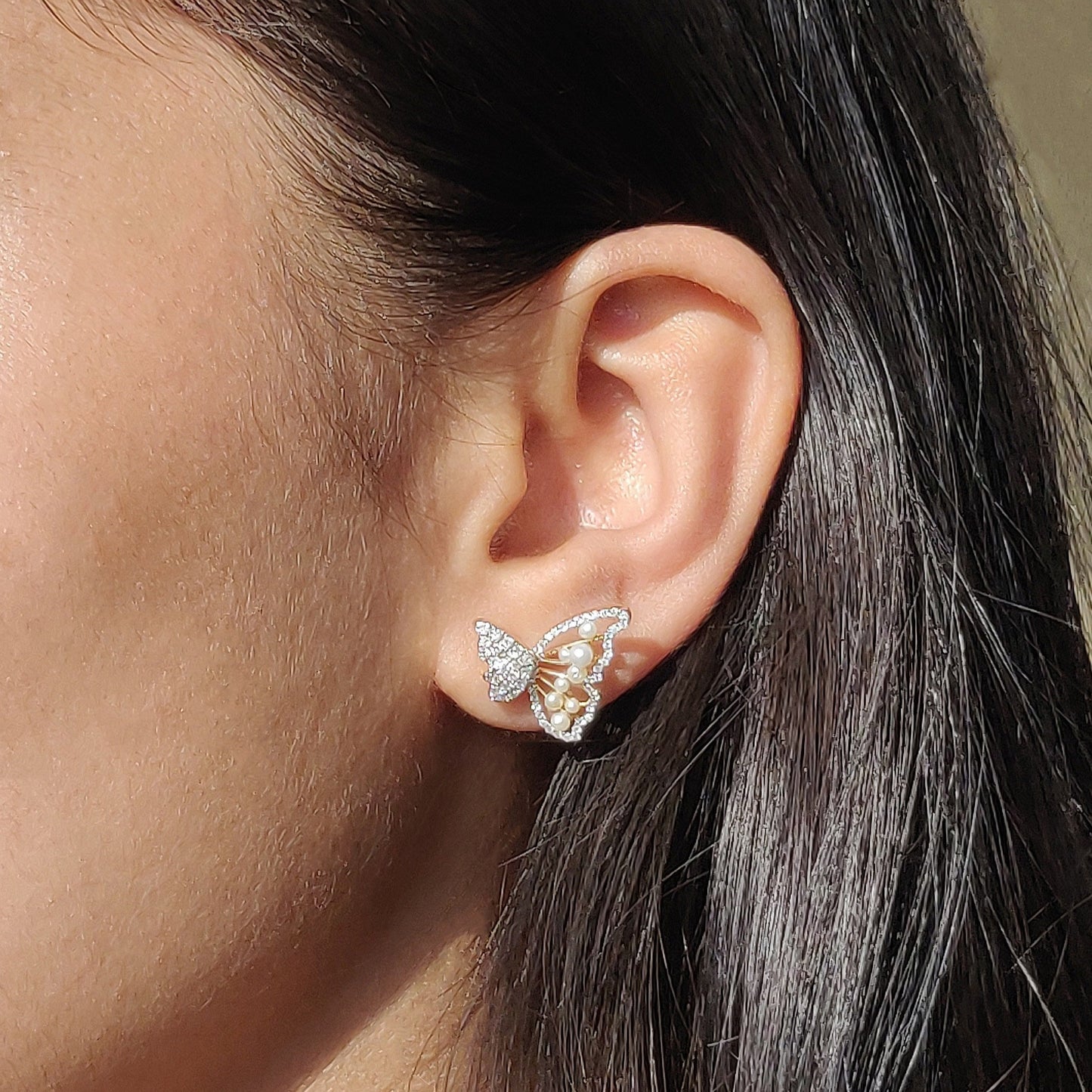 Three Way Diamond Butterfly Earrings