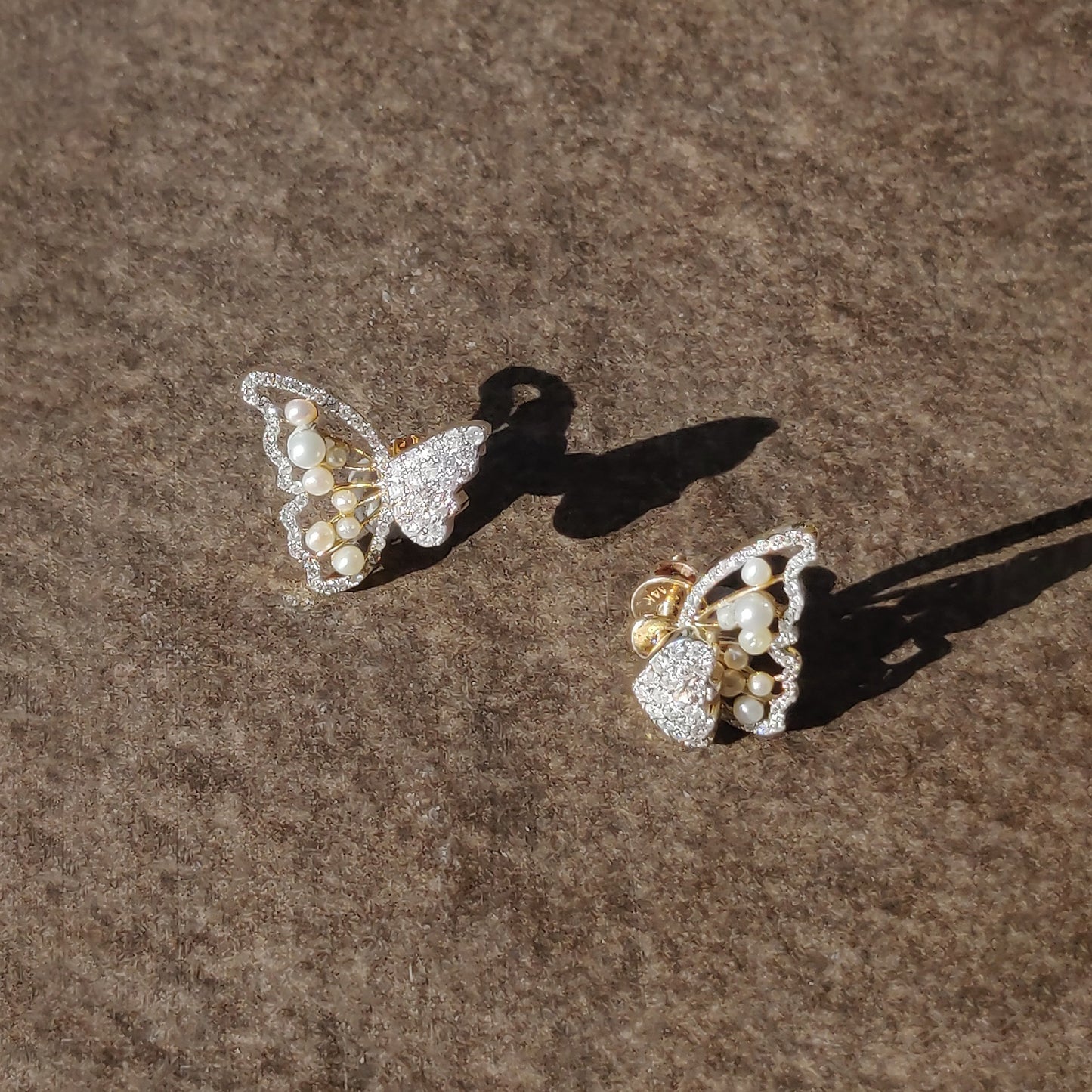 Three Way Diamond Butterfly Earrings