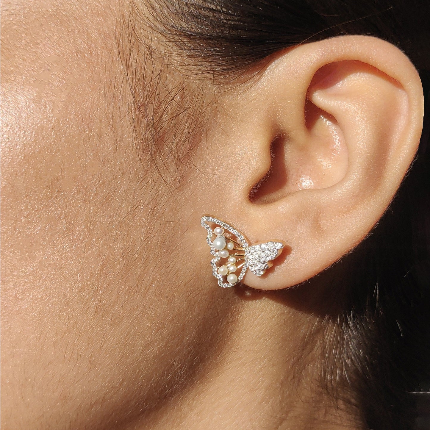 Three Way Diamond Butterfly Earrings