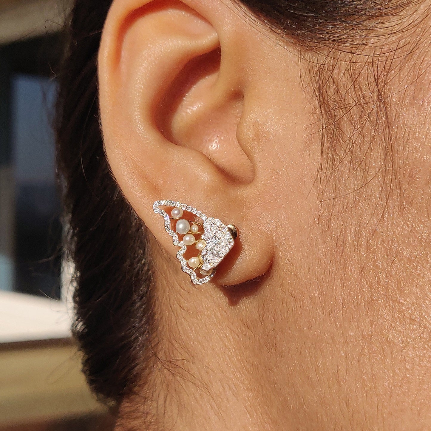 Three Way Diamond Butterfly Earrings