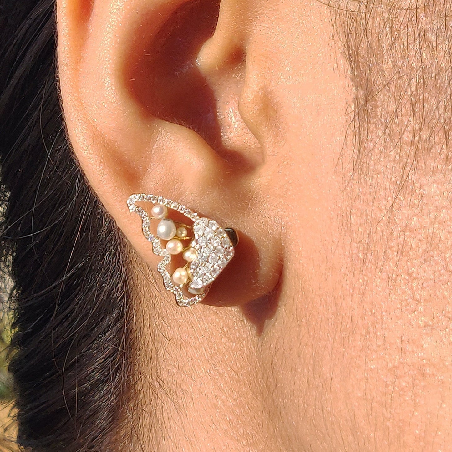 Three Way Diamond Butterfly Earrings