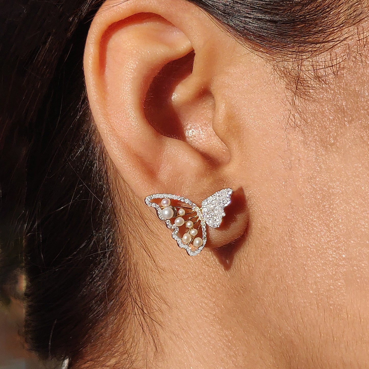 Three Way Diamond Butterfly Earrings