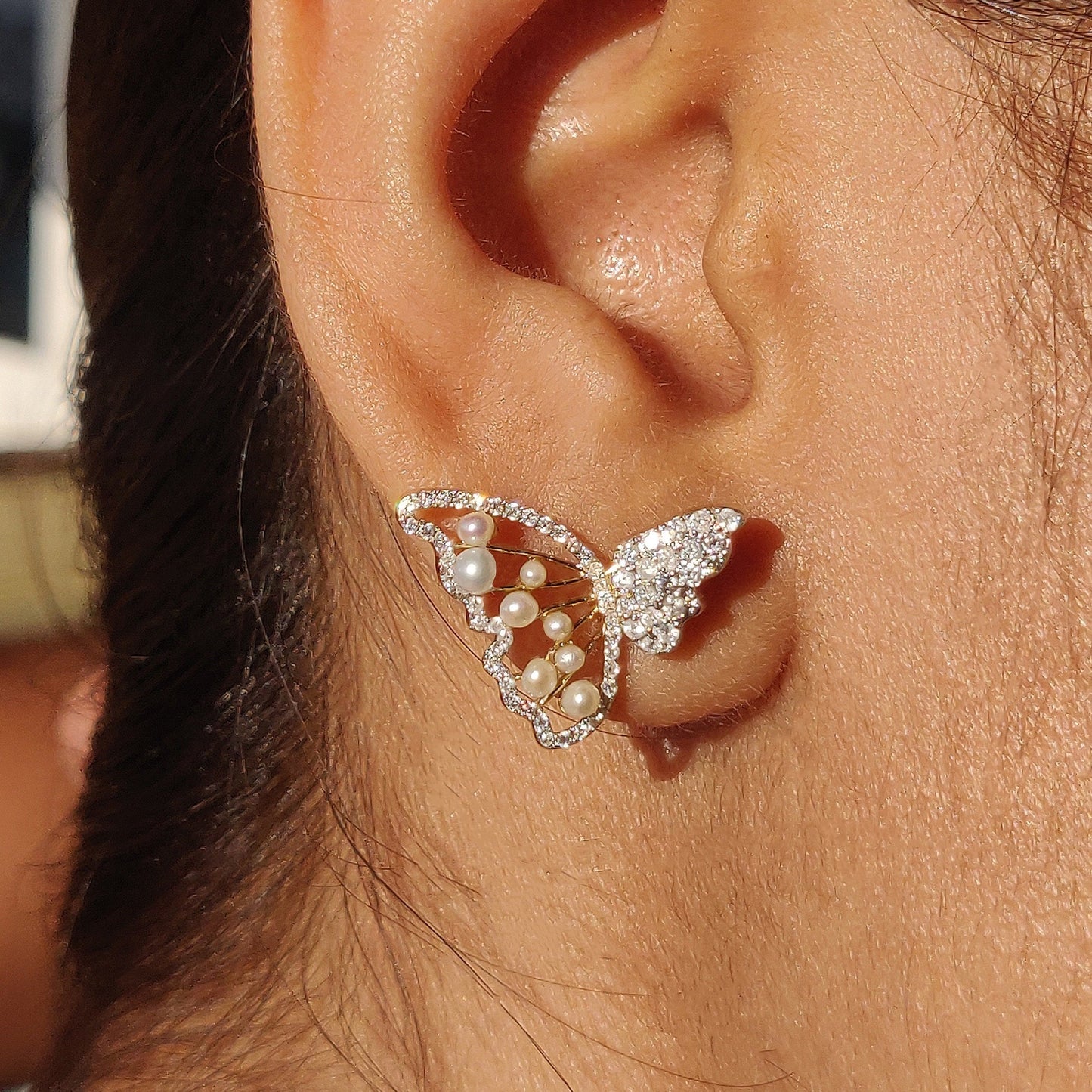 Three Way Diamond Butterfly Earrings