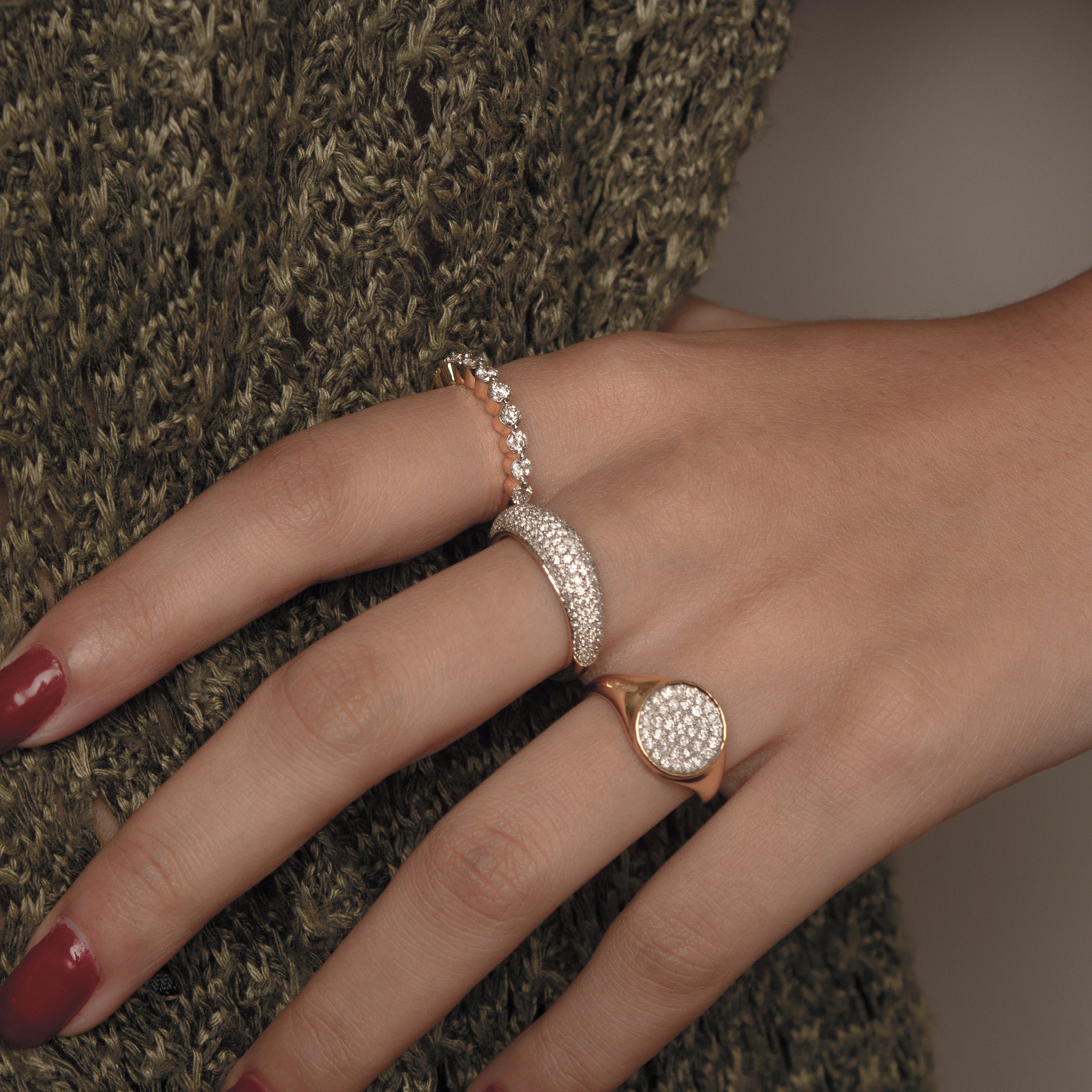 Silver Pavé Dome Ring