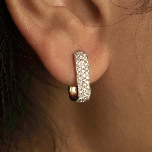 Paperclip Diamond Huggie Hoops